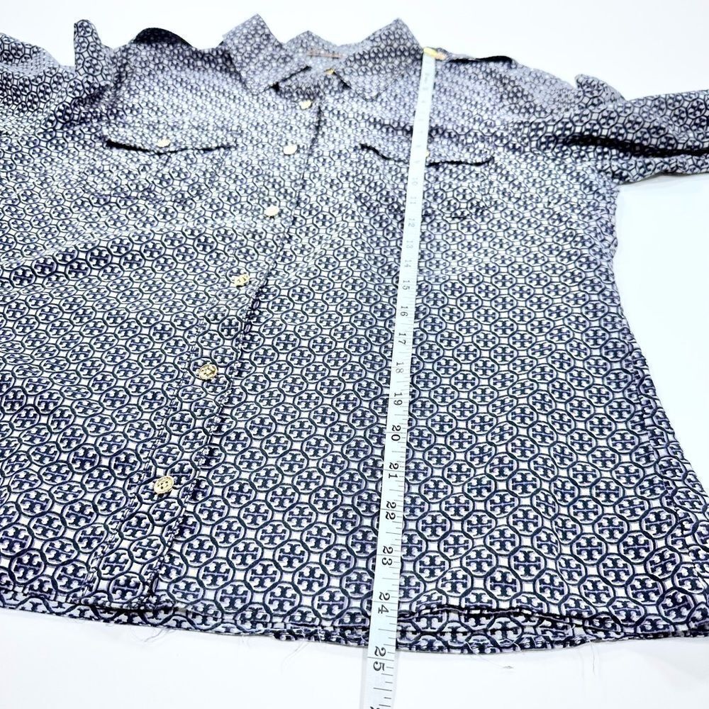Tory Burch lightweight sheer pattern button down blouse M - Picture 13 of 13